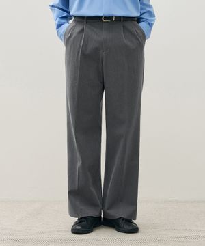 투턱 밴딩 와이드 슬랙스 [GREY]