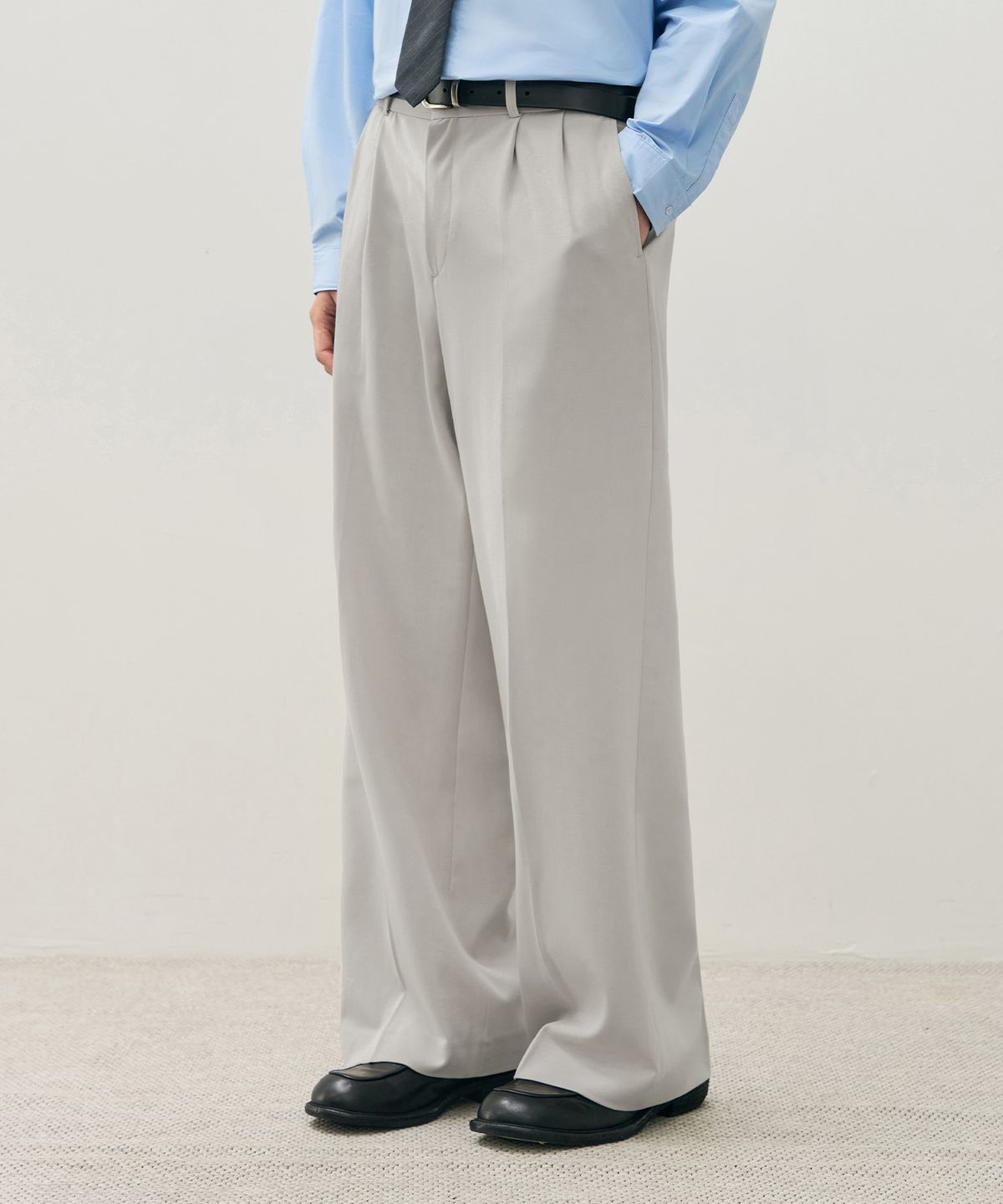 드로우핏(DRAW FIT) 투턱 밴딩 와이드 슬랙스 [CREAM]