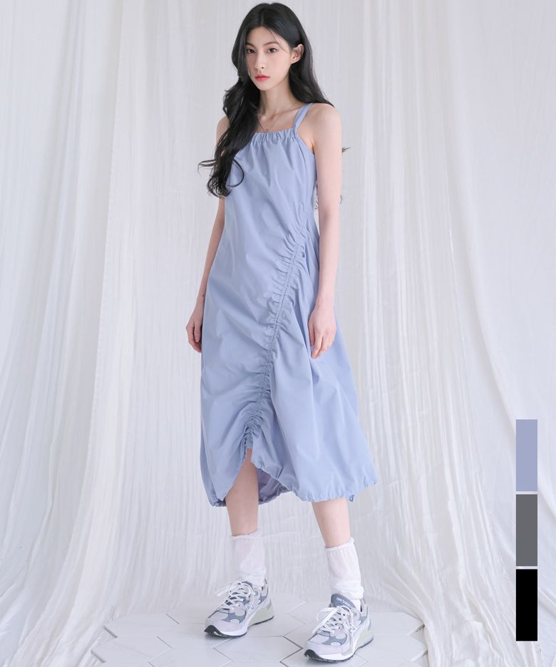 shell wrinkle long onepiece - 3COL