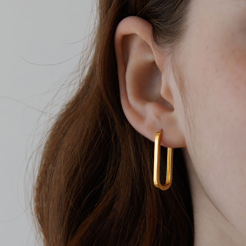 MUSINSA | TATIANA (Silver 925) Long U-line hoop earrings EC1979