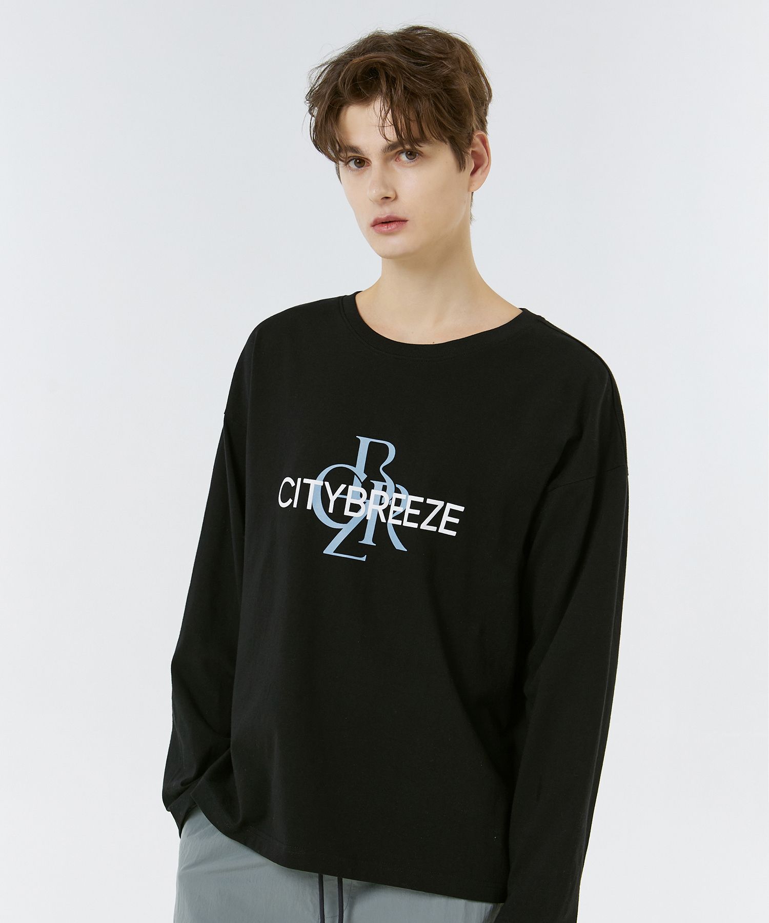 MUSINSA | CITYBREEZE Double Logo Long Sleeve T-Shirt_BLACK