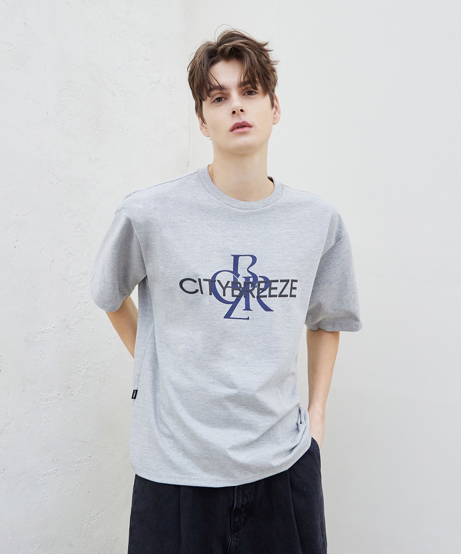 MUSINSA | CITYBREEZE Double Logo Short Sleeve T-Shirt_GREY