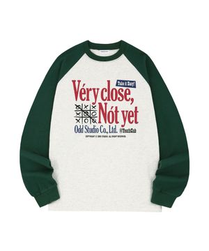 베리클로즈 래글런 오버핏 롱 슬리브 - OATMEAL/GREEN
