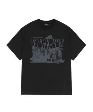 유스클럽 그래픽 오버핏 티셔츠 - BLACK