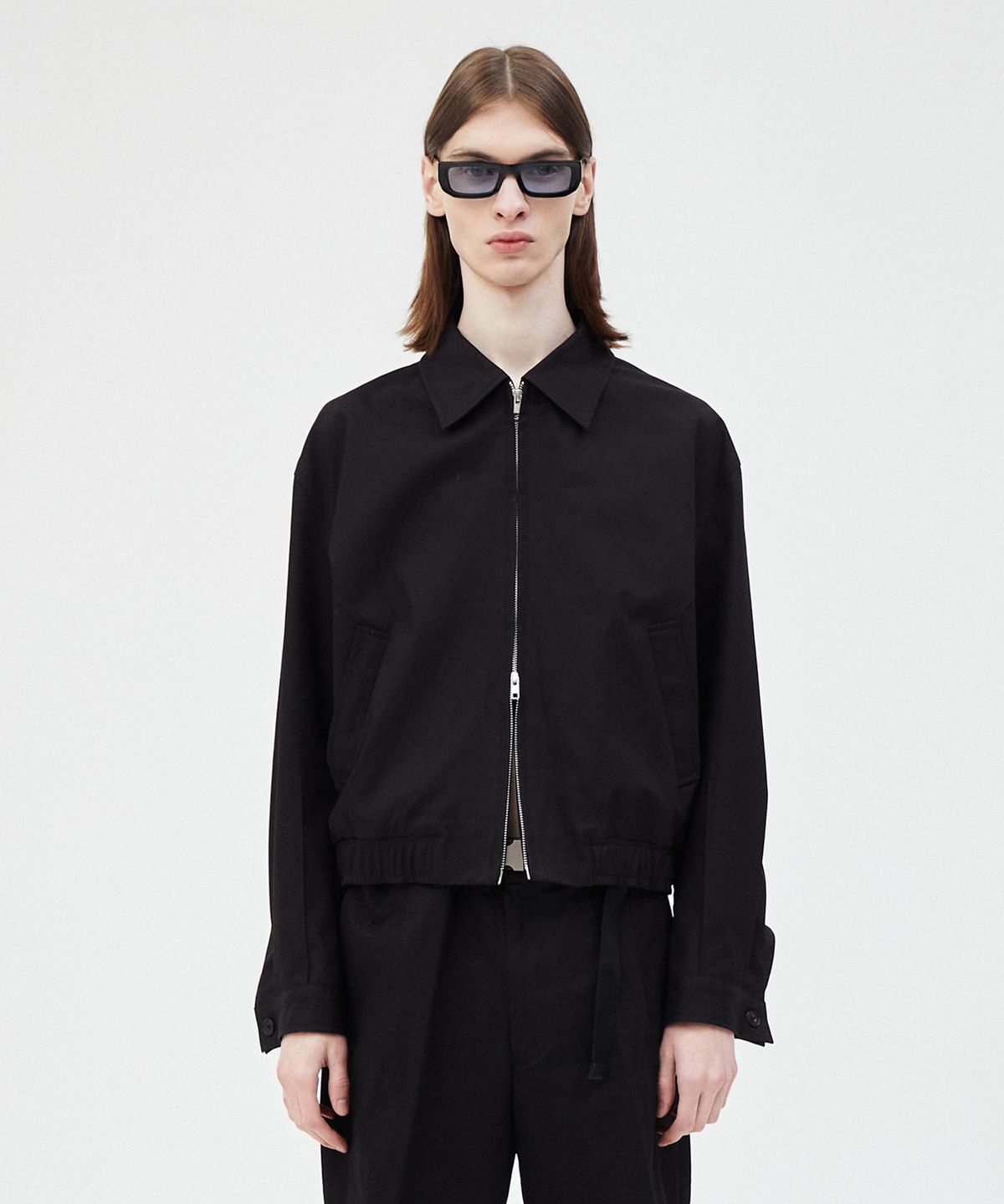 윈더(WINDER) PINCHED COTTON BLOUSON JACKET - BLACK