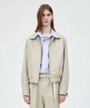 PINCHED COTTON BLOUSON JACKET - BEIGE