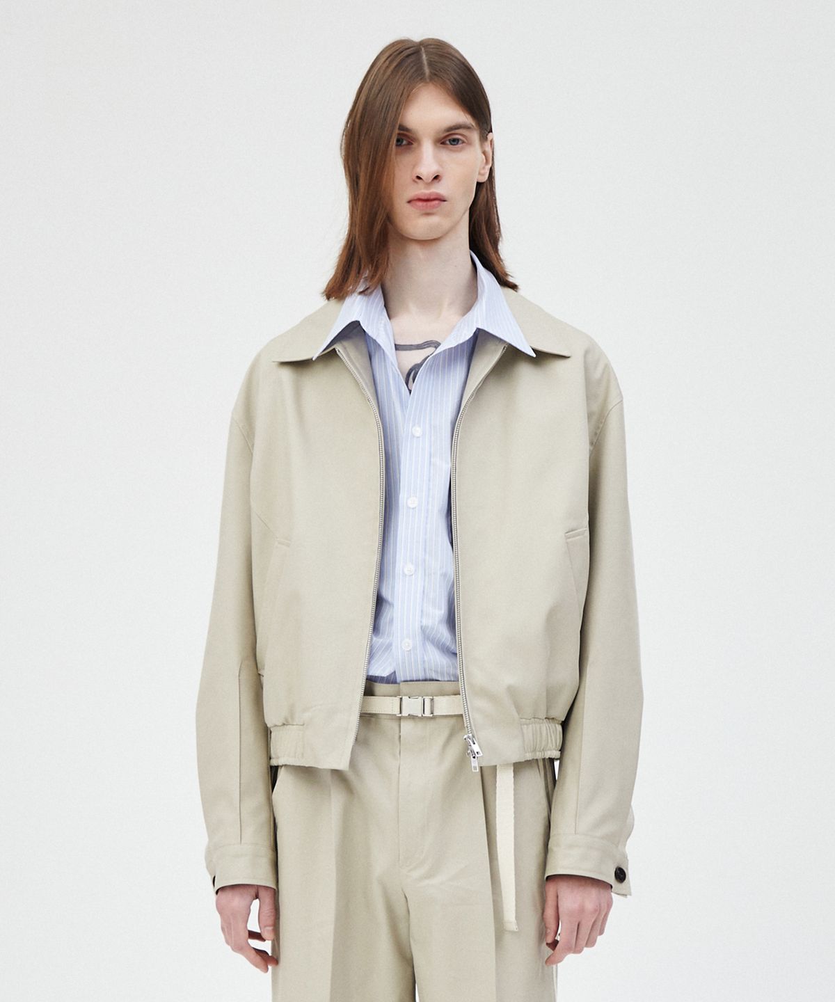 윈더(WINDER) PINCHED COTTON BLOUSON JACKET - BEIGE