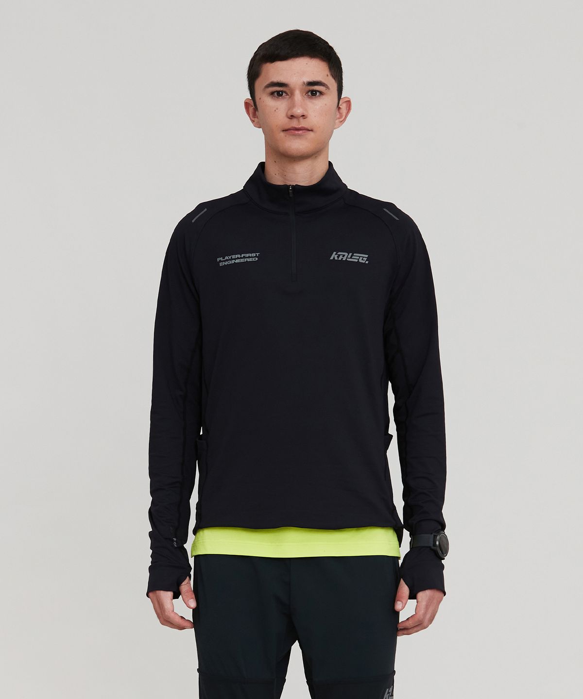 칼렉(KALEG) MENS PACER HALF-ZIP T SHIRTS_BLACK