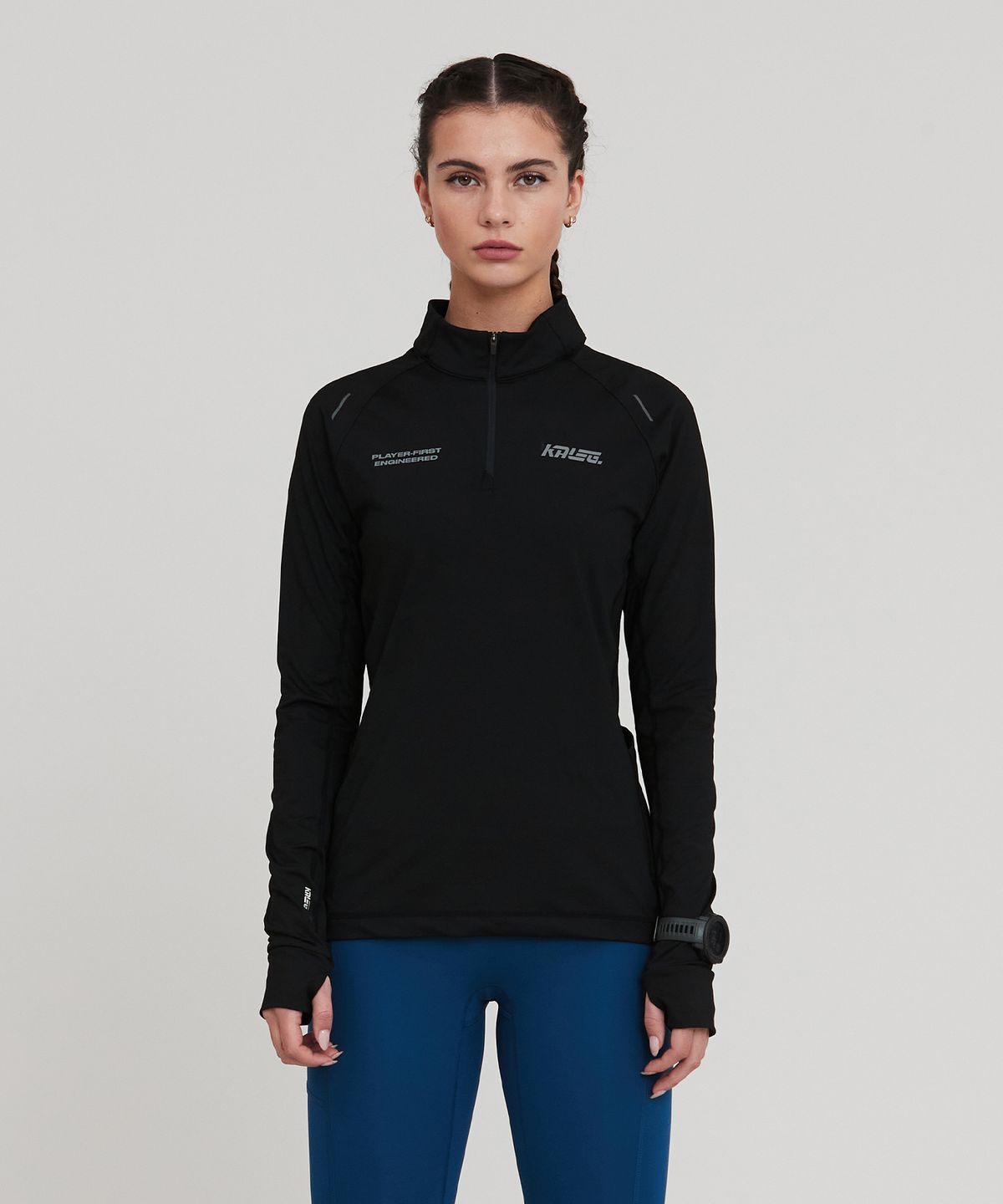 칼렉(KALEG) WOMENS PACER HALF-ZIP T SHIRTS_BLACK