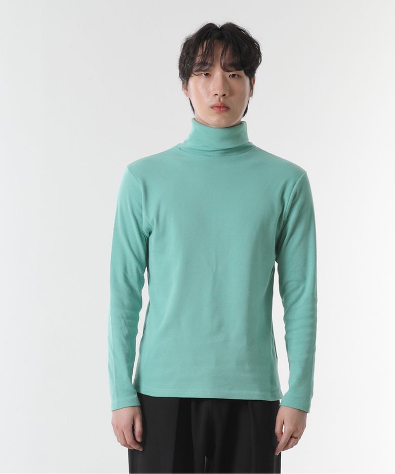 면스판 정사이즈 목폴라 긴팔티 민트