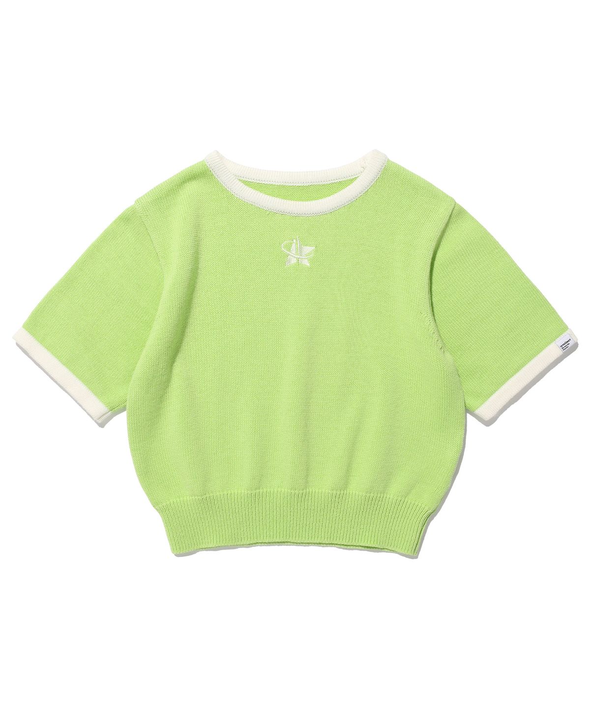 이스트쿤스트(ISTKUNST) STAR LOGO HALF CROP KNIT_LIME(IK2DMFK630A)