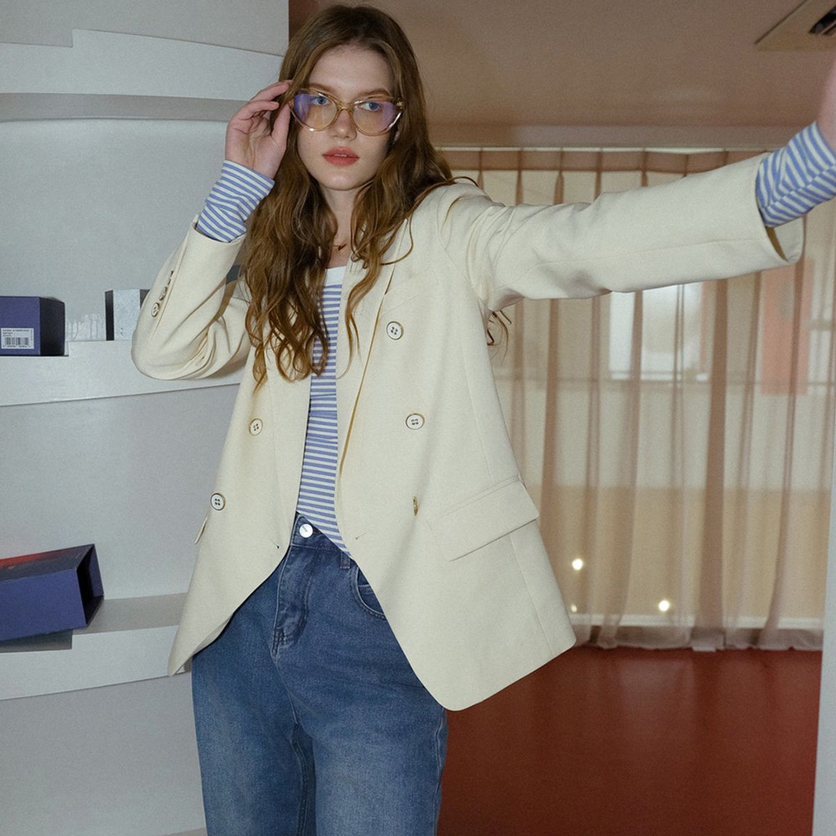 던드롭(DUNDROP) DD_Cream button jacket