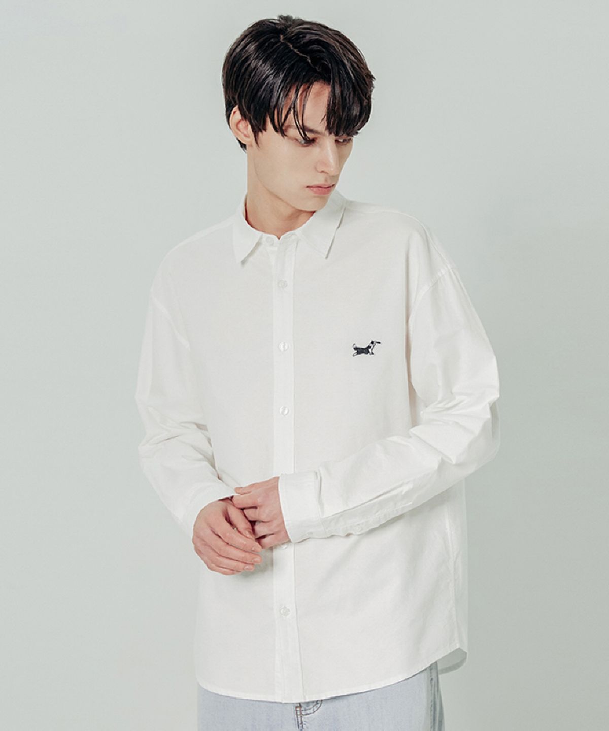 애드호크(ADHOC) 남녀공용 옥스퍼드 셔츠 (WHITE) (HZ2LS90_31)