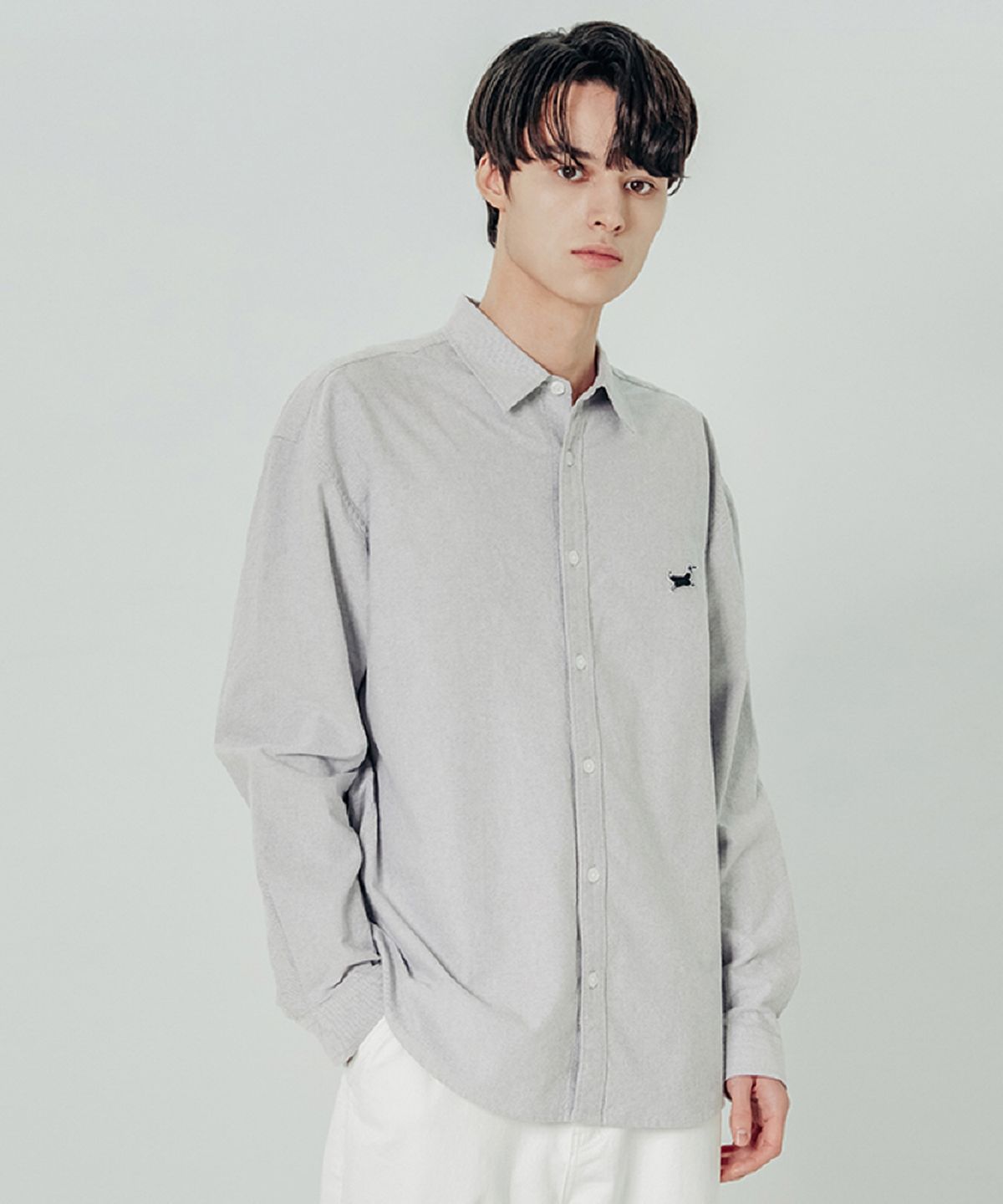 애드호크(ADHOC) 남녀공용 옥스퍼드 셔츠 (GREY)