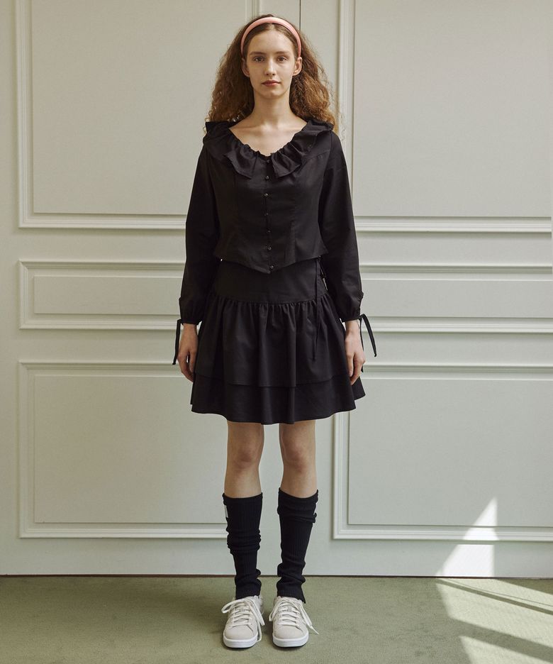 Droplet ruffle skirt (black)
