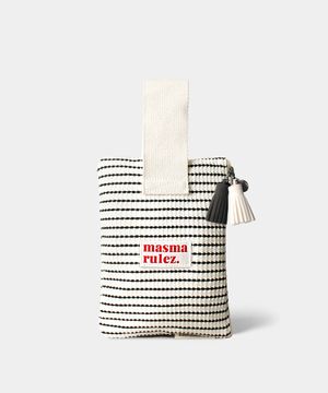 Strap pouch _ 와플 스트라이프 블랙