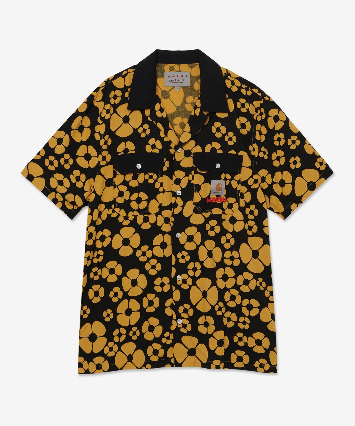 마르니(MARNI) [마르니x칼하트WIP] 플로럴 반팔 셔츠 - 블랙:옐로우 / CUMU031296UTX002MFY70