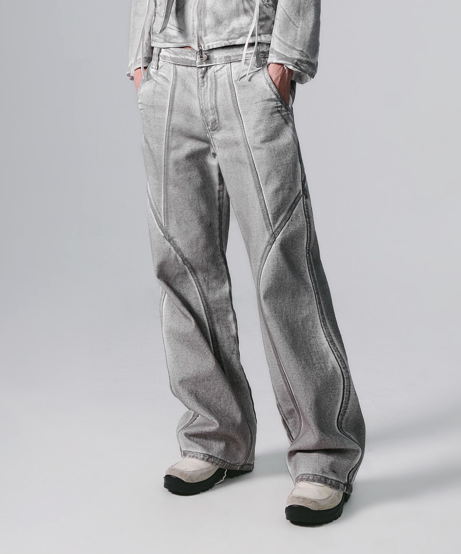 MUSINSA NACHE SEAM LINE WASHING JEANS (UNISEX) DIRTY WHITE