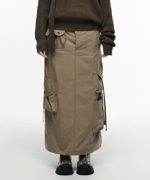 STRAP CARGO MAXI SKIRT VINTAGE BEIGE