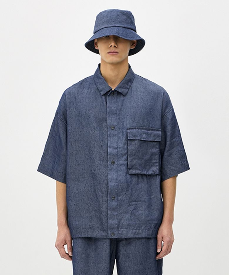 SH315BL 린넨 오버 셔츠 (Indigo blue)