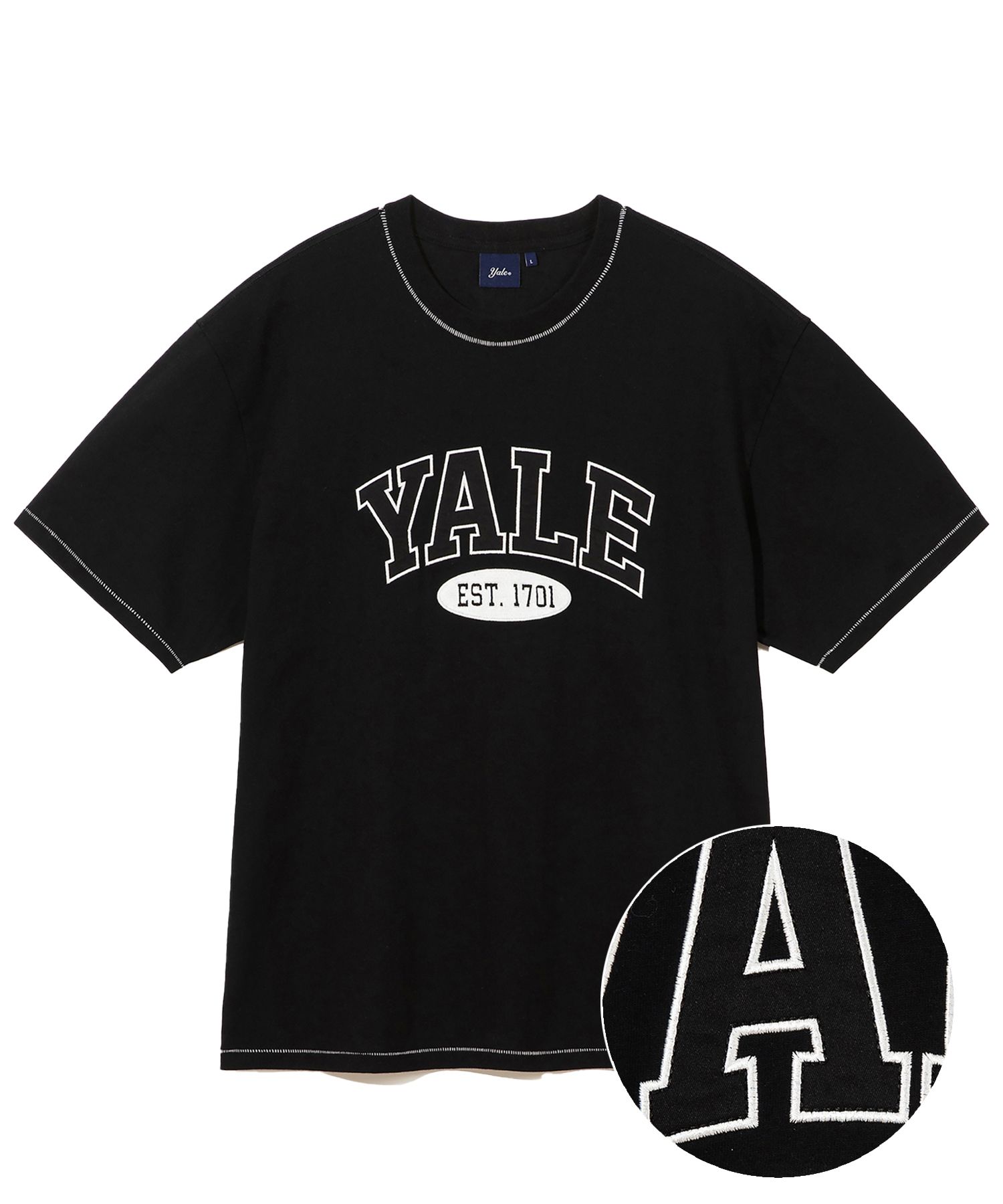 ☆YALE☆ 2 TONE ARCH RIB POINT TSHIRT BLACK YEM1SS334BBK MUSINSA | YALE 2 TONE ARCH T-SHIRT BLACK / BLACK