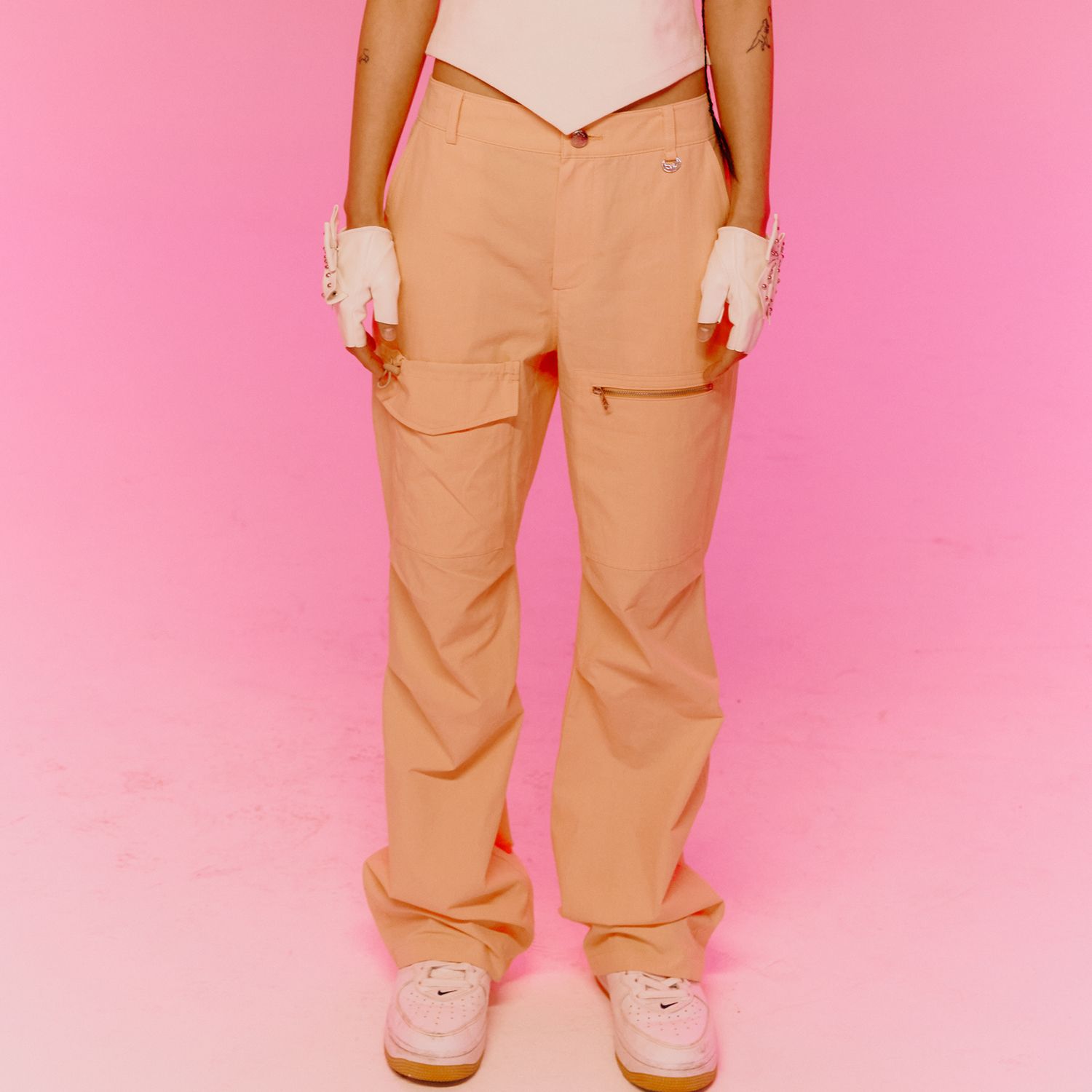 MUSINSA | LALAFOX CARGO TRACK PANTS ORANGE