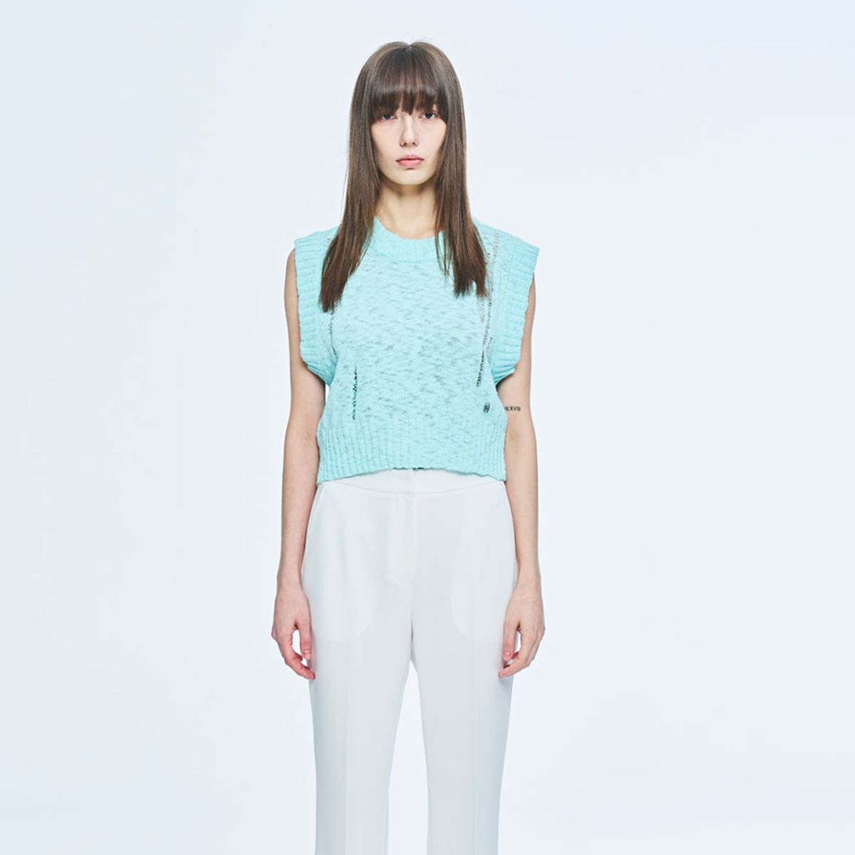 퍼블리카엑스(PUBLICKA X) IZZET DAMAGE VEST SEA GREEN