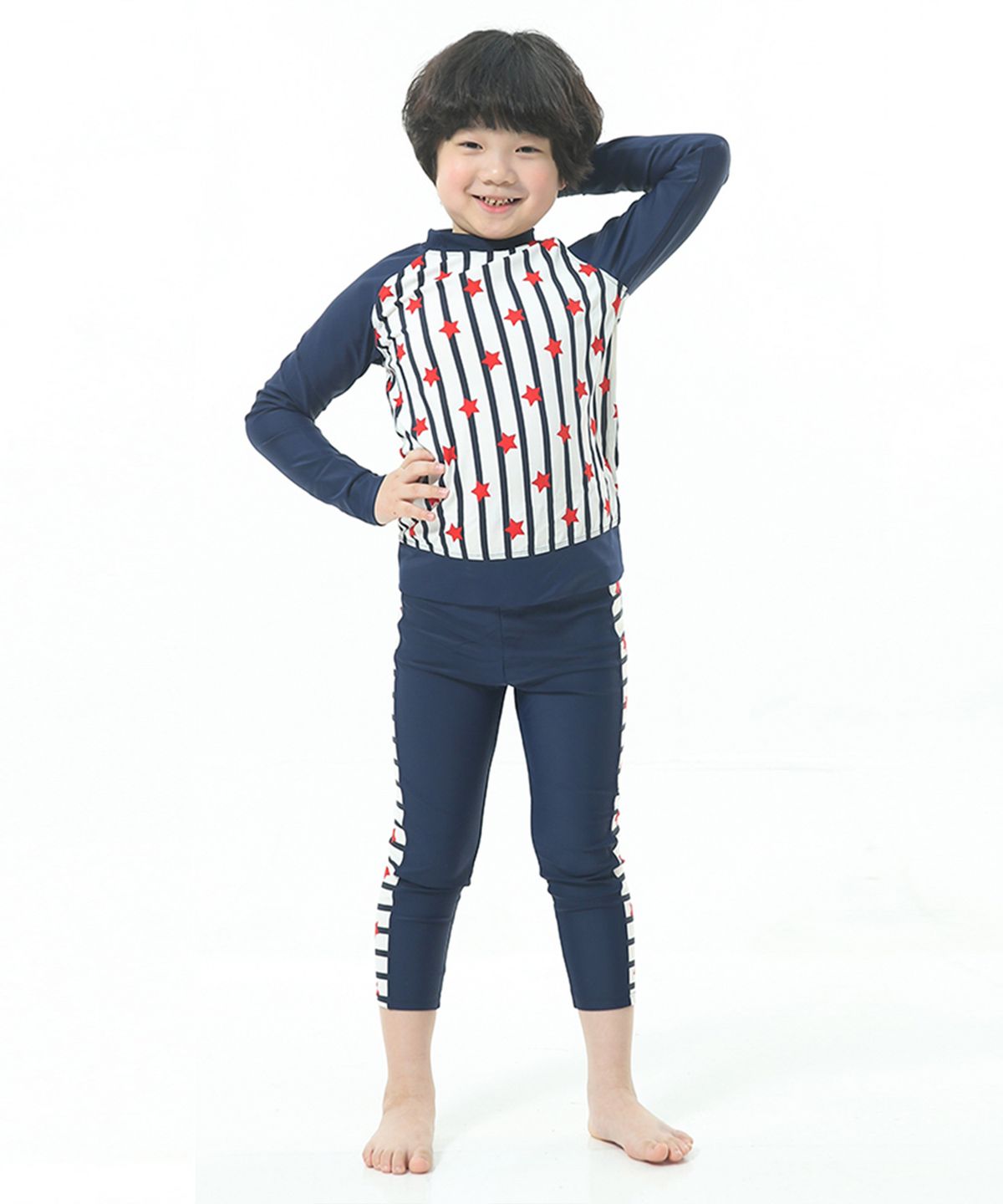 제테스(ZETES) 남아동 9부 긴팔 래쉬가드 세트 B_1O871