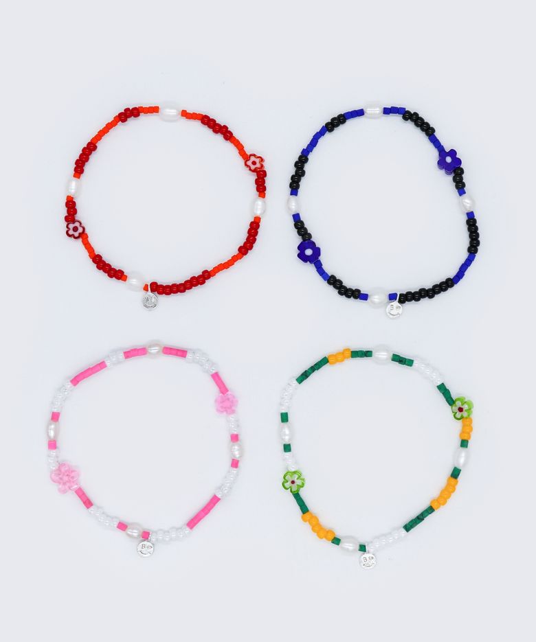 Water pearl flower charm beads Bracelet 담수진주 미니 스마일 꽃 참 비즈 팔찌