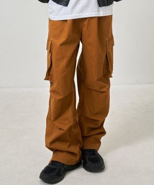 코튼 와이드 카고팬츠 카멜