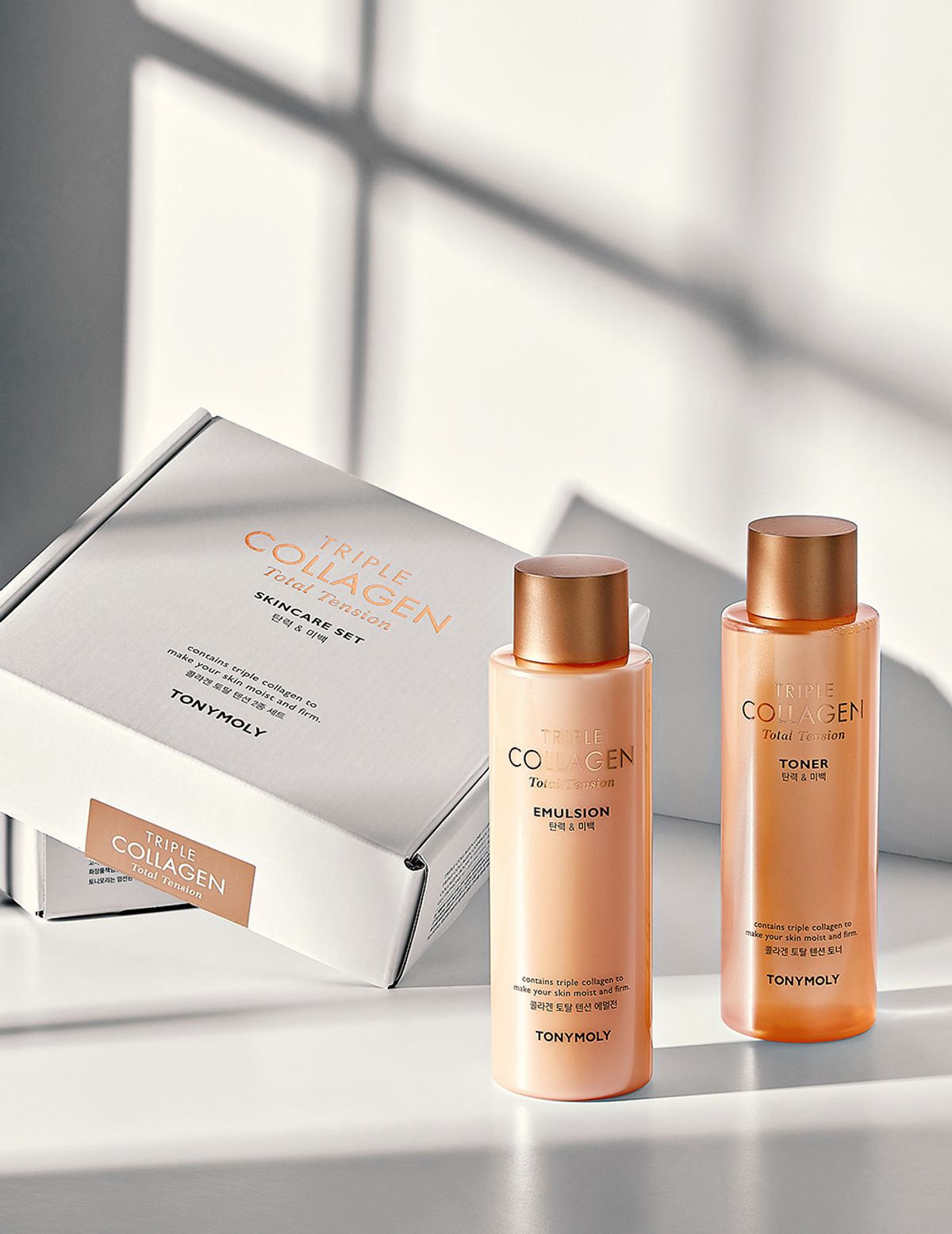 토니모리(TONYMOLY) 트리플 콜라겐 토탈 텐션 2종 세트(토너 200ml+20ml / 에멀전 200ml+20ml)