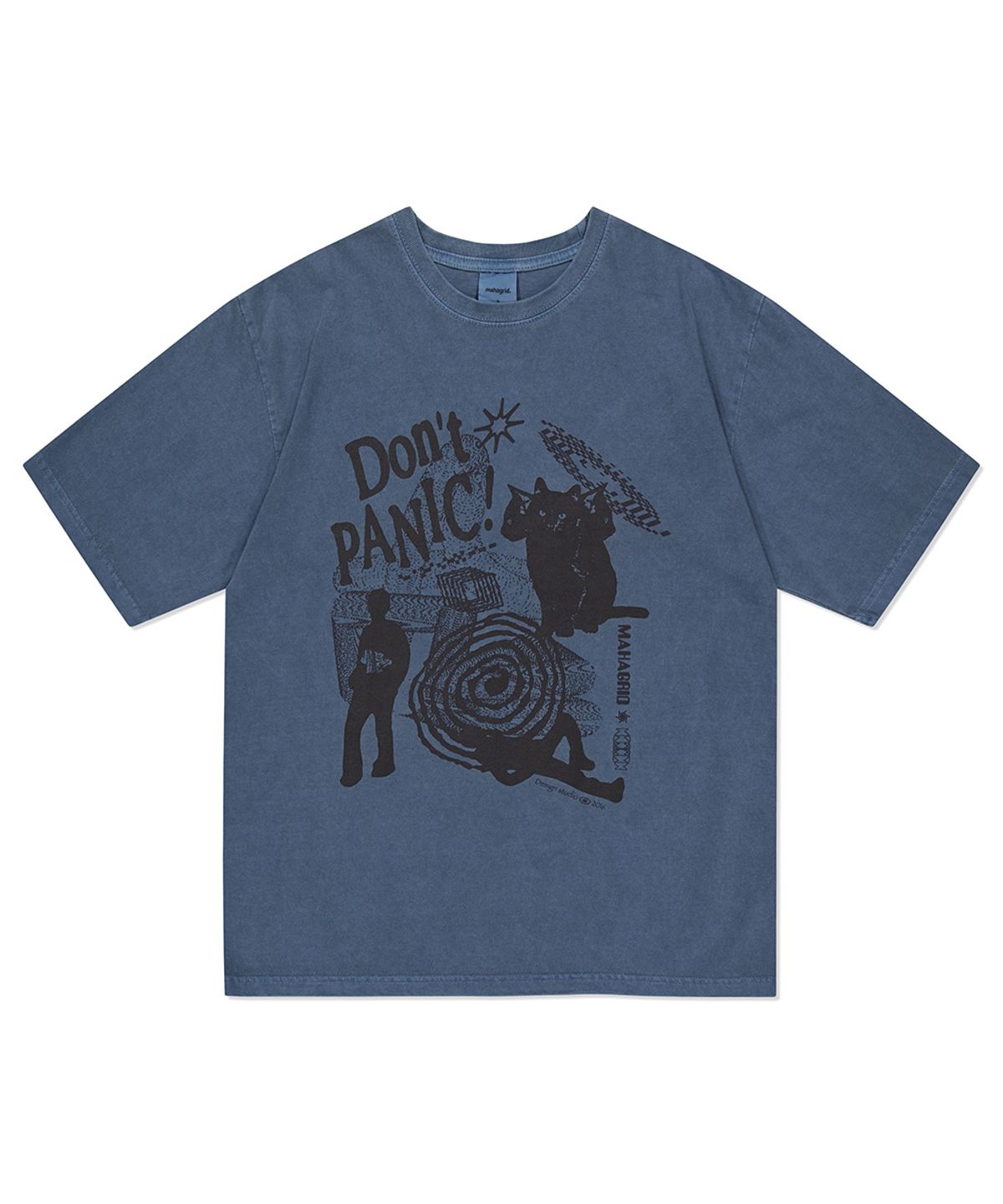 마하그리드(MAHAGRID) DON’T PANIC PIGMENT TEE NAVY(MG2DMMT505A)