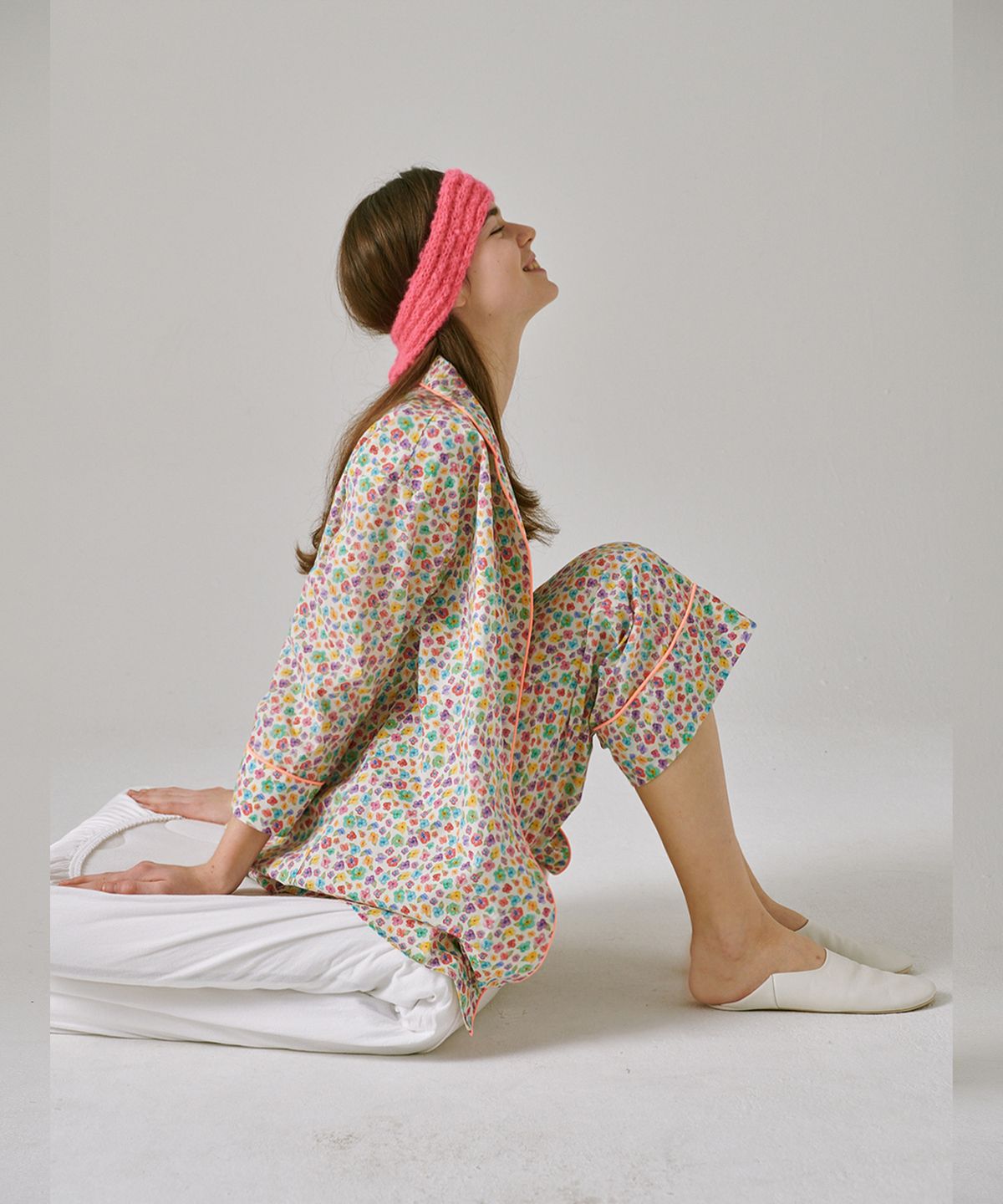 슬리피곰(SLEEPYGOM) Flowering pajama shirt mini dress