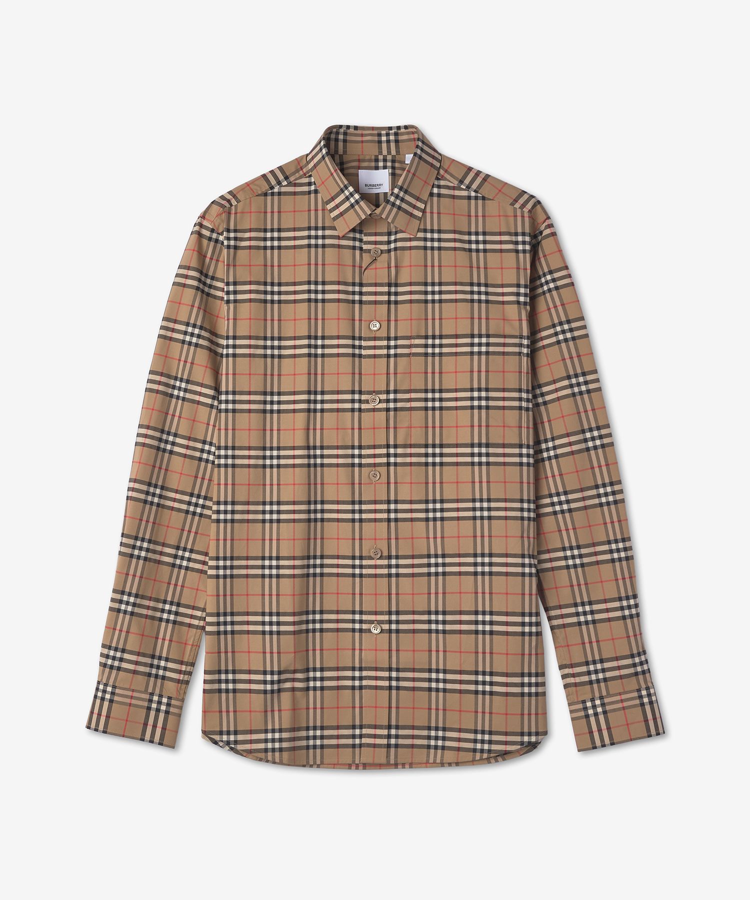 MUSINSA | BURBERRY Small Scale Check Stretch Cotton Shirt - Beige