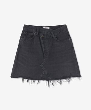 크리스 크로스 데님 스커트 - 워시드 블랙 / A30411157HTCHK