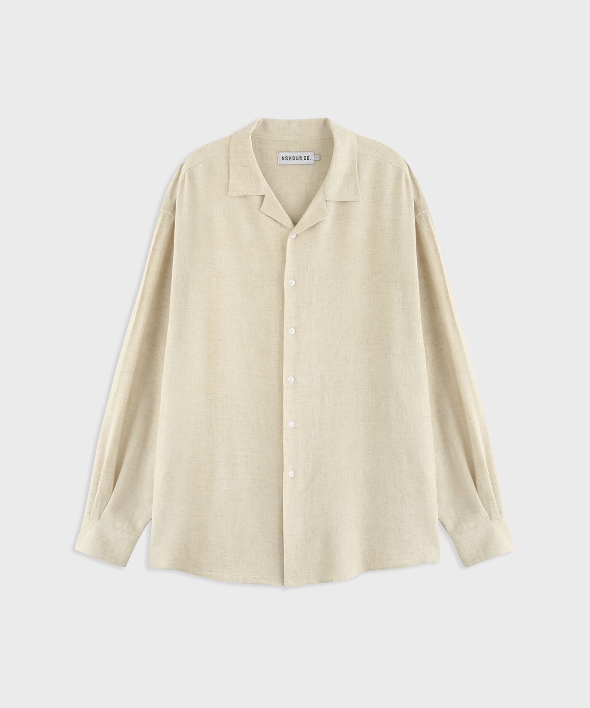 애쉬아워(ASHOUR) Linen Open Collar Shirts Beige