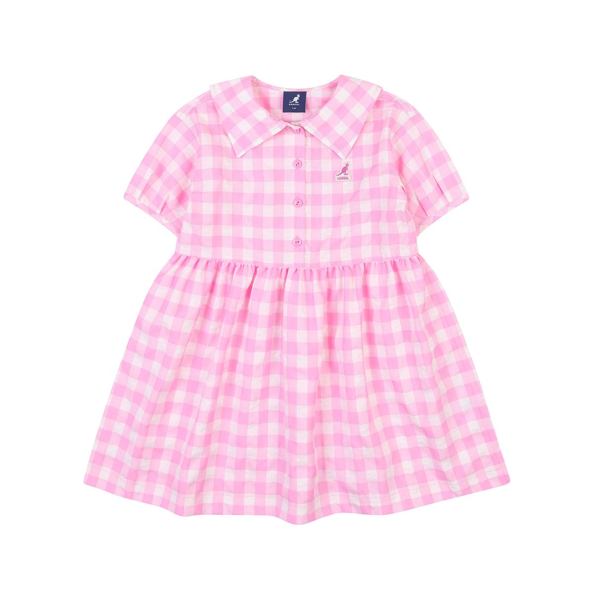 캉골키즈(KANGOL KIDS) 체크 패턴 카라 원피스 PB 2001 핑크/APBCOP20010PK