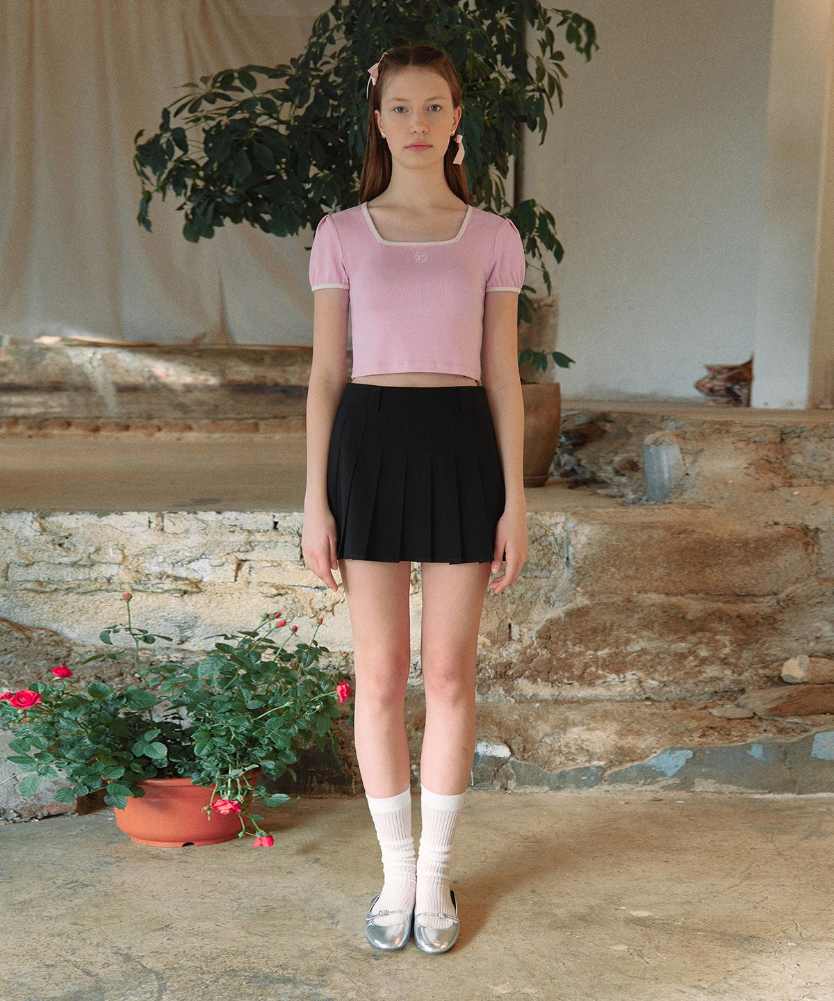로라로라(ROLAROLA) PLEATS MINI SKIRT BLACK
