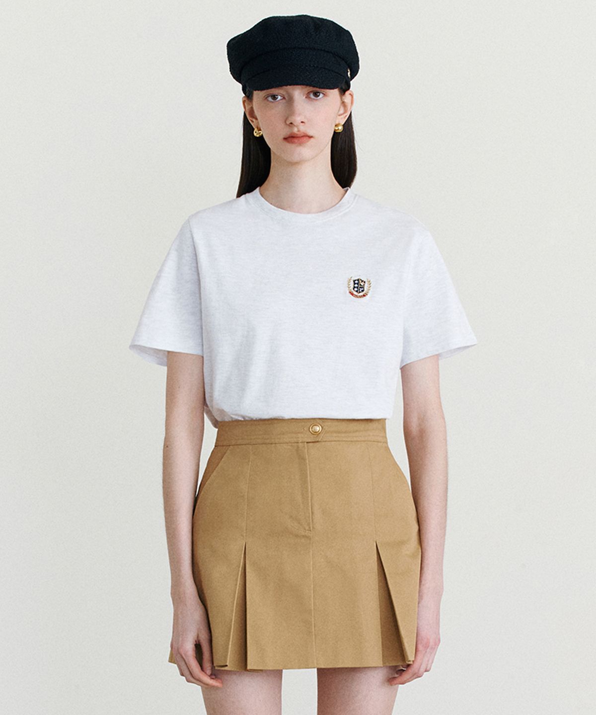 로라로라(ROLAROLA) PREPPY LOGO T-SHIRTS MELANGE GRAY
