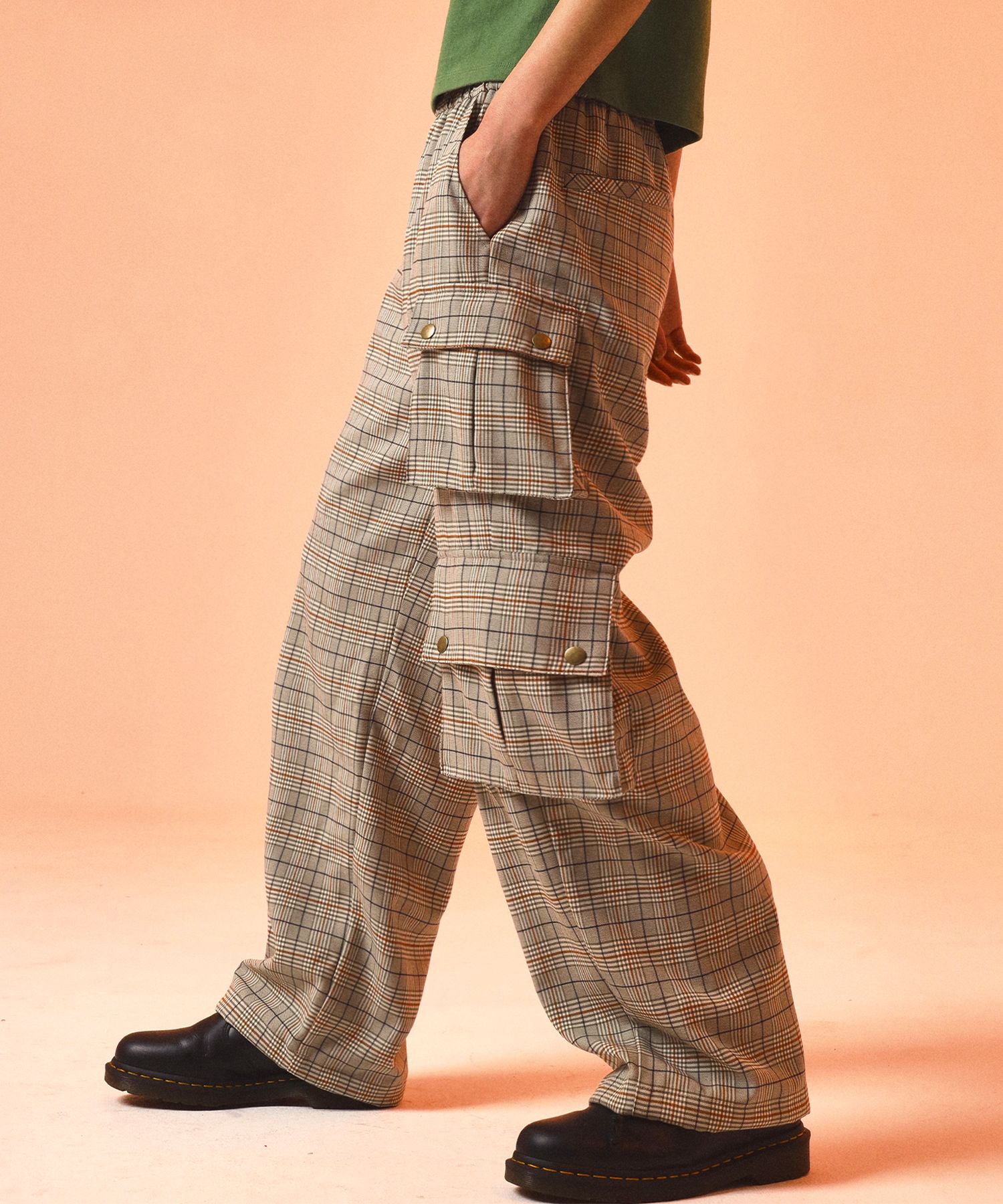 ★ PRENDA★ CHECK CARGO POCKET STRING PANTS KHAKI PRTHSUPT0 MUSINSA | PRENDA CHECK CARGO POCKET STRING PANTS KHAKI