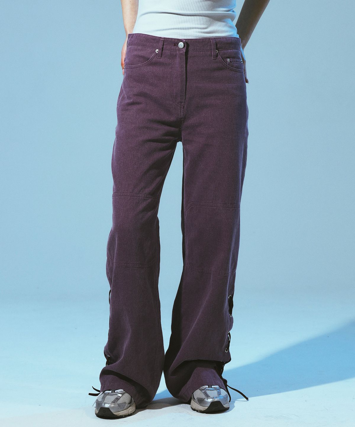 프렌다(PRENDA) SIDE KNOT DENIM PANTS PURPLE