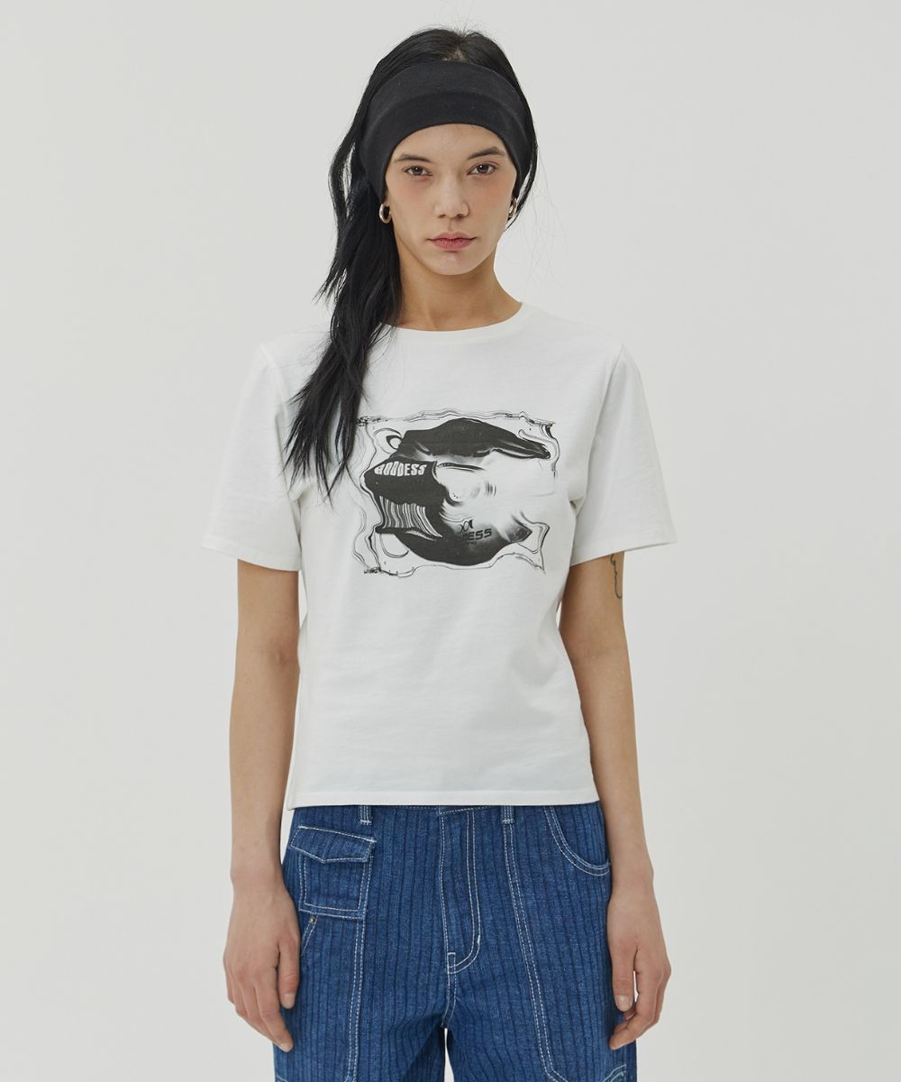 【MAISON MINED】23SS★ COMPACT DISC HALF T 메종미네드 MEN - COMPACT DISC HALF T WHITE