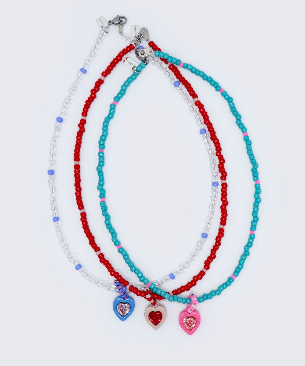 봉보(BONBEAU) Swarovski heart stone color beads Necklace 스와로브스키 하트 스톤 팬던트 컬러 비즈 목걸이