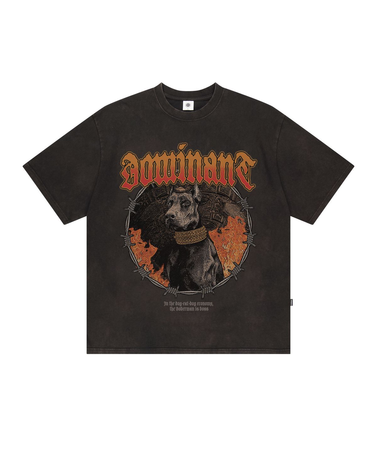 도미넌트(DOMINANT) Vintage Washing  Doberman Tee Black