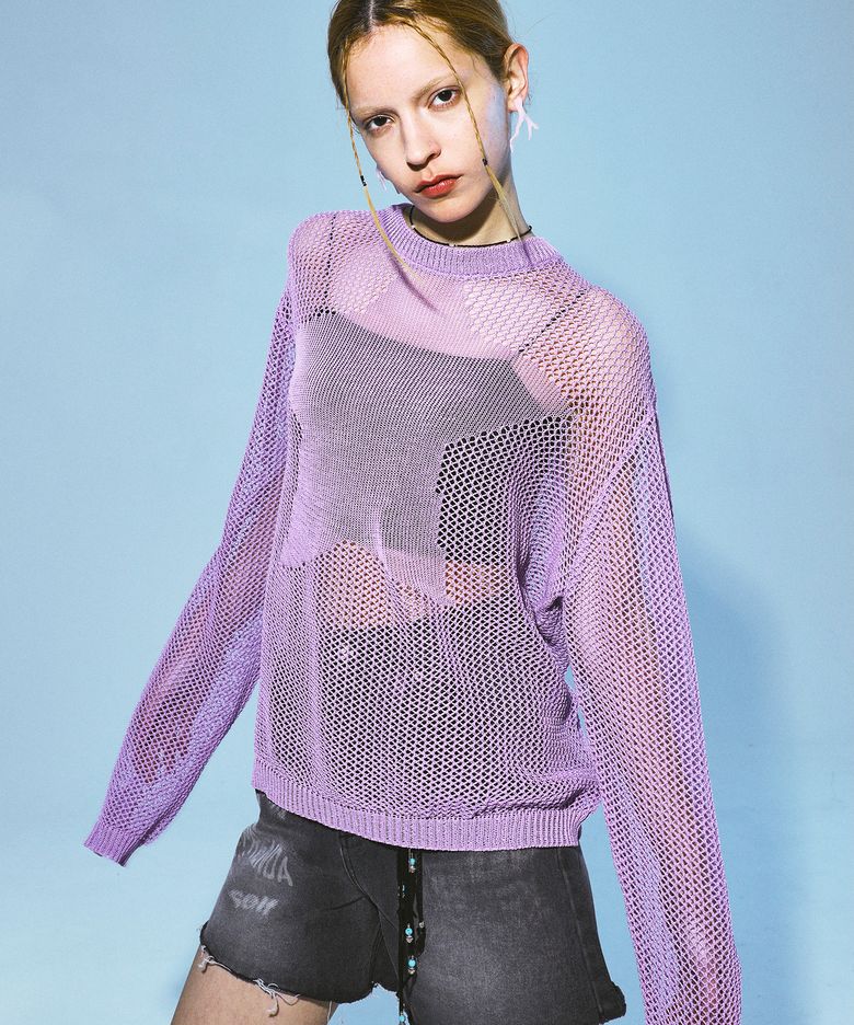 STAR PUNCHING NET KNIT PURPLE