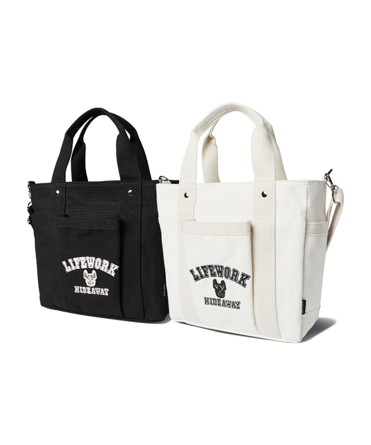 라이프워크(LIFEWORK) 아치로고 캔버스 2WAY 토트백