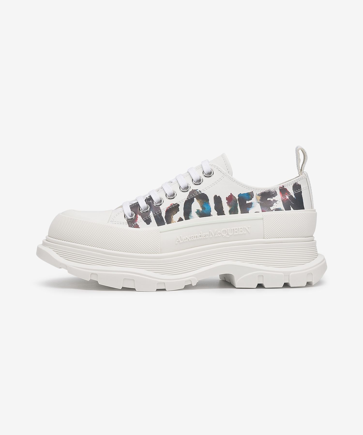 ★Alexander McQUEEN★Graffiti Tread Slick Sneakers White 711 Alexander McQueen Men's White Graffiti Tread Slick High Top