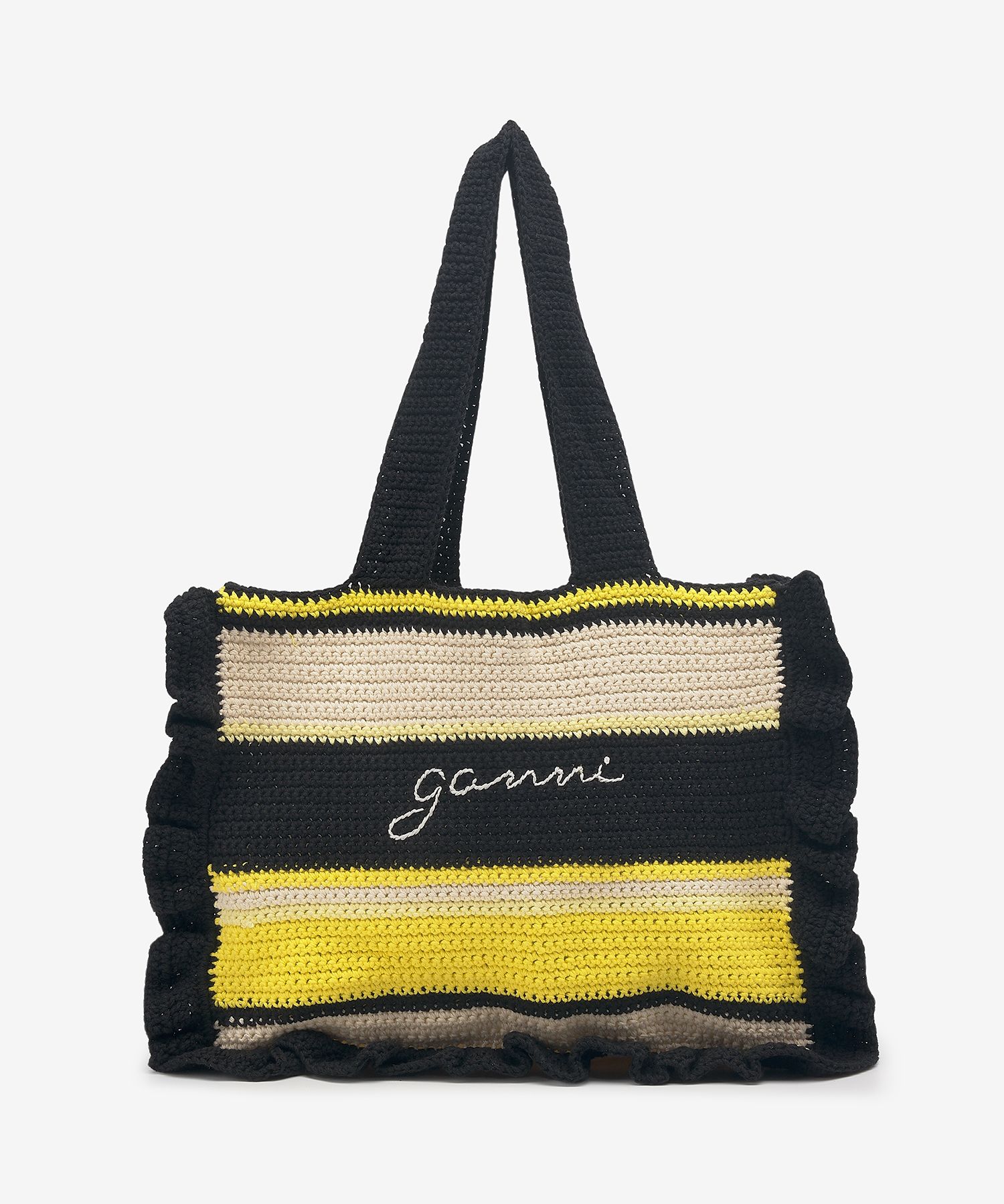 GANNI ガニー トートバッグ LARGE EASY SHOPPER STRIPES A5808