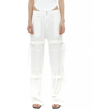 DOUBLE TIE UP COTTON PANTS / IVORY