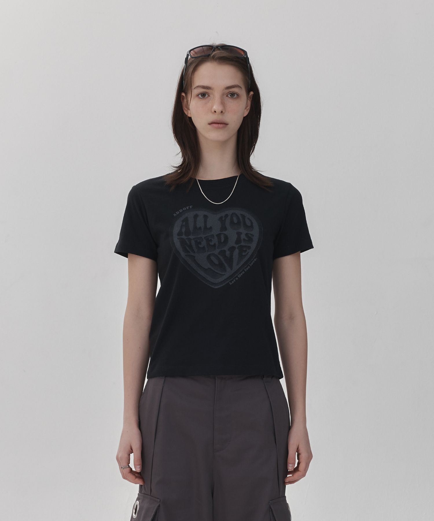 MUSINSA | ADDOFF NEED LOVE GIRL T-SHIRT BLACK